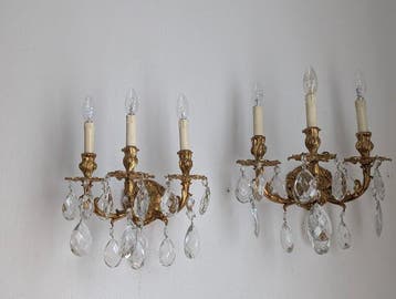 Wandkandelaar (2) - Brons - Brons met gouden afwerking