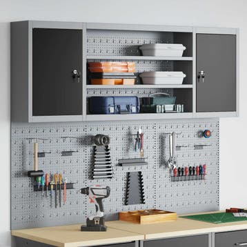 vidaXL Gereedschapskast set met plank 6 st Zwart, Doe-het-zelf en Verbouw, Verzenden, Nieuw