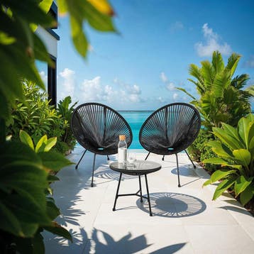 Set van 2 stoelen Santana met tafel - zwart, Tuin en Terras, Tuinsets en Loungesets, Verzenden, Nieuw