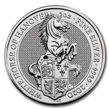 Queens Beast White Horse of Hanover 2 oz 2020, Verzenden, Losse munt, Zilver