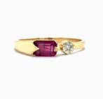 Ring - 14 karaat Geel goud - 0.70ct. tw. Robijn - Diamant, Nieuw