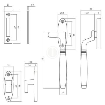 Intersteel Raamsluiting rechts Ton - messing, Verzenden, Nieuw