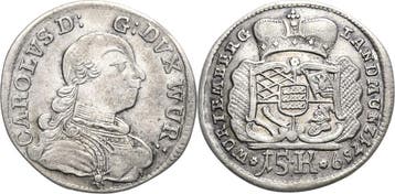 15 Kreuzer 1759, Wuerttemberg Karl Eugen 1744-1793, Verzenden