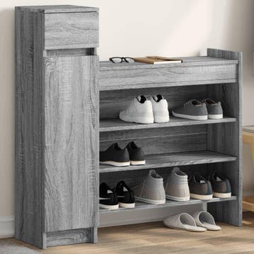 vidaXL Schoenenkast 100,5x28x100 cm bewerkt hout grijs, Verzenden, Nieuw