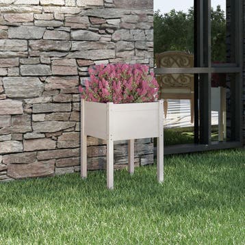 vidaXL Plantenbak 50x50x70 cm massief grenenhout wit, Tuin en Terras, Verzenden, Minder dan 60 cm, Nieuw, 60 cm of meer