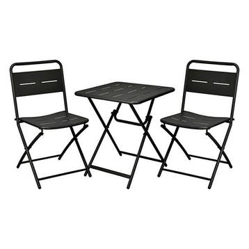 Bistroset | Gardalux | 3-delig (Inklapbaar, Staal, Zwart), Tuin en Terras, Verzenden, Nieuw
