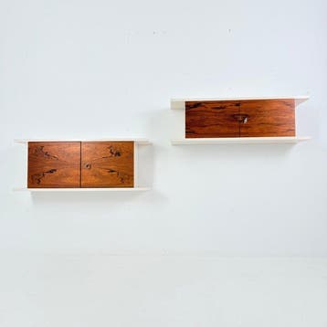 Ladekast - Hout, Palissander - Paar vintage wandkasten uit, Antiek en Kunst