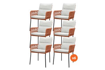 Set van 6 - Teresa dining tuinstoel Rope - Terra, Verzenden, Nieuw, Overige materialen