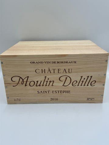 2016 Chateau Moulin Delille - Saint-Estèphe - 6 Flessen, Nieuw