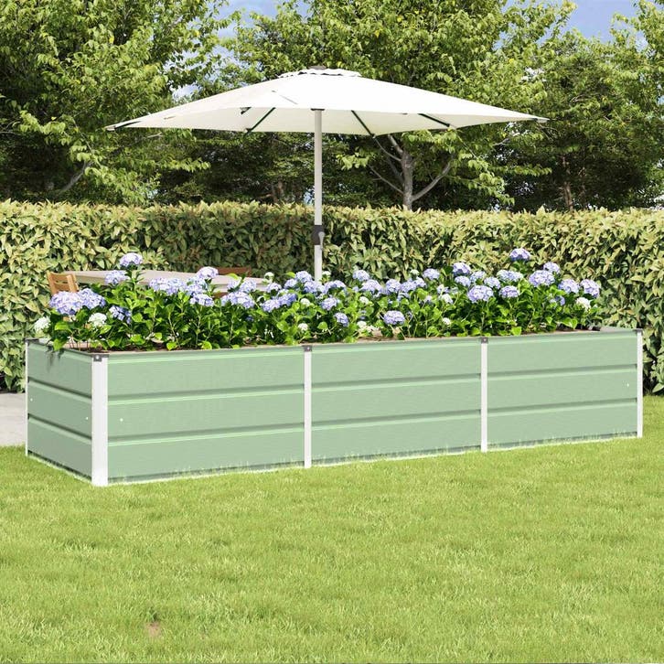 vidaXL Plantenbak Groen 240 x 80 x 45 cm Staal, Tuin en Terras, Bloembakken en Plantenbakken, 60 tot 100 cm, Nieuw, Metaal, 30 tot 60 cm