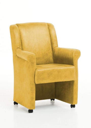 Eetkamerstoel Mandy met wielen - eetkamerstoelen - Goud, Huis en Inrichting, Nieuw, Stof