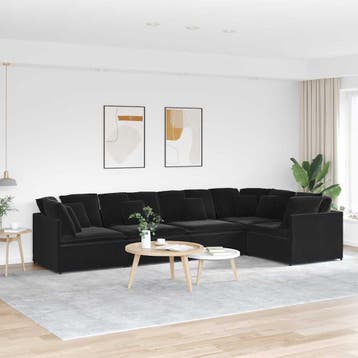 vidaXL Modulaire bank met kussens fluweel zwart, Huis en Inrichting, Verzenden, Nieuw, Stof
