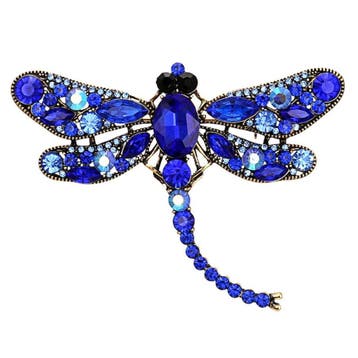 Fako Bijoux - Broche - Libelle - XXL - 67x94mm - Blauw, Verzenden, Nieuw