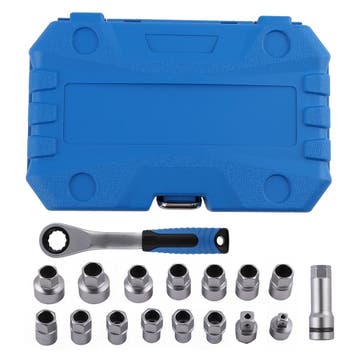 17x Pass-Through Socket Set Ratchet Box voor Mechanics 10..., Verzenden, Nieuw