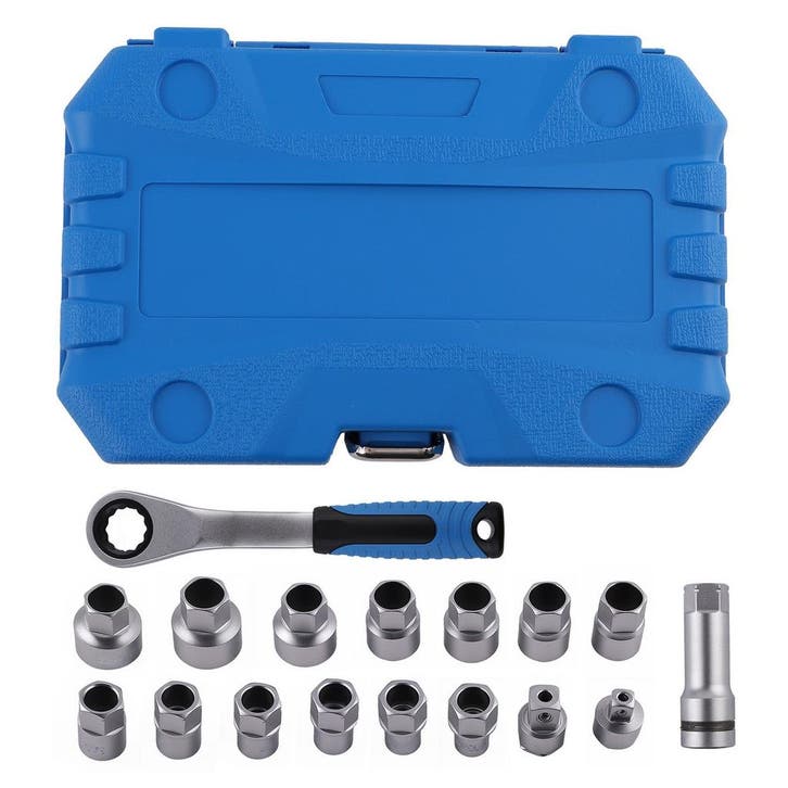 17x Pass-Through Socket Set Ratchet Box voor Mechanics 10..., Auto diversen, Autogereedschap, Nieuw, Verzenden