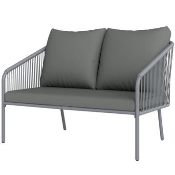 Tuinbank Met Kussens 2-zits Rieten Bank Lounge Bank Buiten B, Tuin en Terras, Parasols, Verzenden, Nieuw