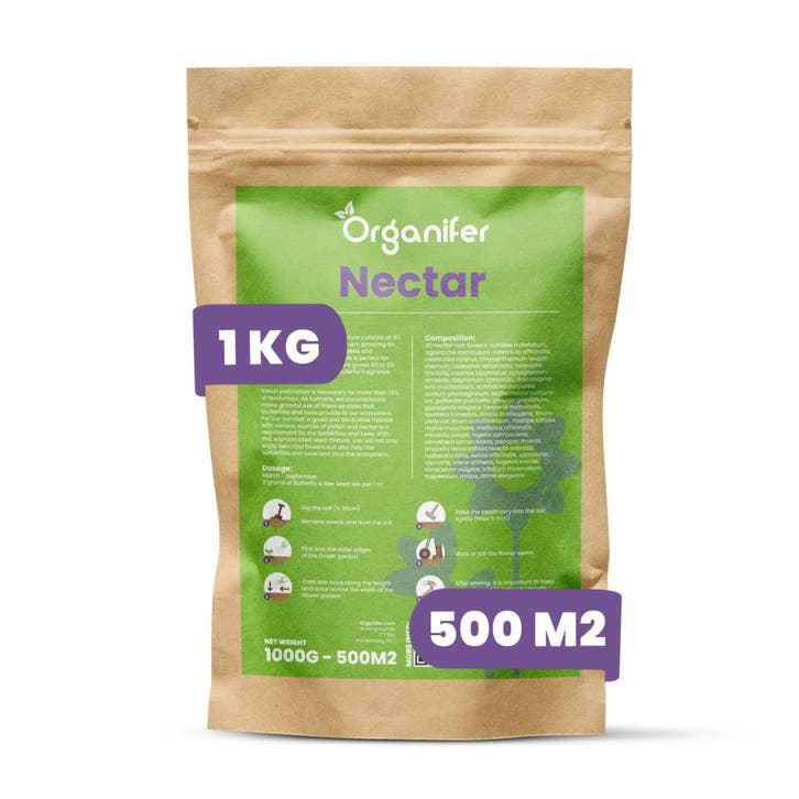 Vlinderbloemen en Bijenmengsel - Nectar - 40 soorten  (1 kg, Tuin en Terras, Bloembollen en Zaden, Gehele jaar, Volle zon, Verzenden