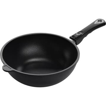 AMT Gastroguss Wokpan Ø 28 cm hoogte 11 cm 2,2 liter met..., Ophalen of Verzenden, Nieuw, Aluminium, Wok