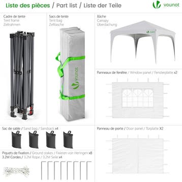 Partytent - Opvouwbaar - 3x3 m - Paviljoen - Easy up - Wit -, Verzenden, Zo goed als nieuw