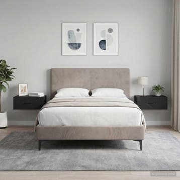 vidaXL Wandbeugel Bedkast 2 st Zwart 49 x 34,5 x 20 cm, Huis en Inrichting, Minder dan 45 cm, Verzenden, Nieuw, Minder dan 55 cm