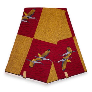 Afrikaanse stof - Rode Birds - 100% katoen - 1 yard, Ophalen of Verzenden, Nieuw