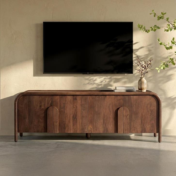 *WOONWINKEL* Design Tv-meubel Hout Met Ronde Hoeken 160 Cm, Huis en Inrichting, Kasten | Televisiemeubels, Nieuw, Verzenden