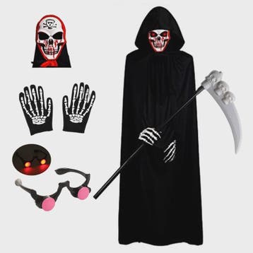 Kinderkostuum Doodskop Grim Reaper met Kap, Zeis en Accessoi, Kleding | Heren, Verzenden, Nieuw