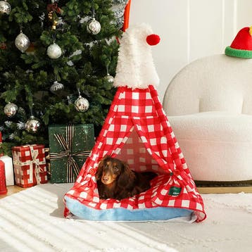 2dekans | zeze huisdierentent met kerstmuts - rood-wit, Ophalen of Verzenden, Zo goed als nieuw