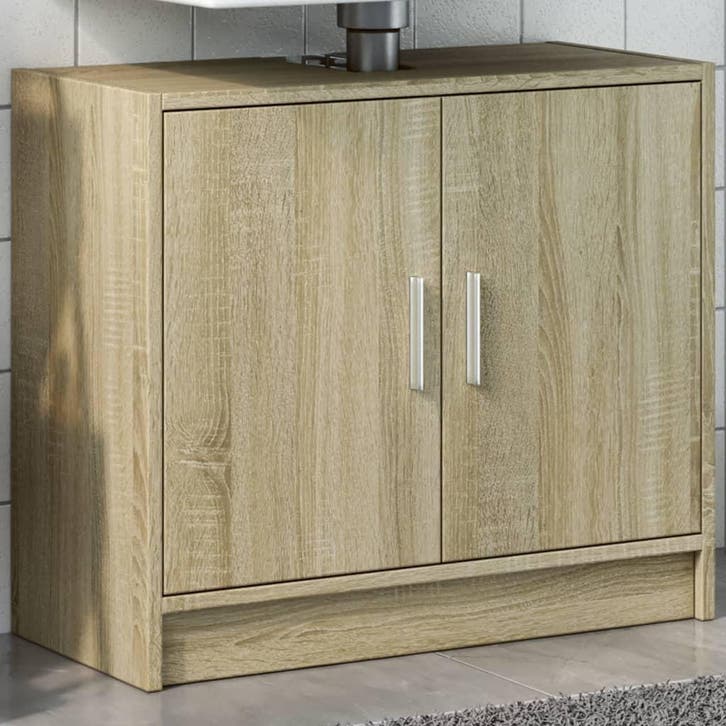 vidaXL Wastafelkast 63x29x55 cm bewerkt hout sonoma, Huis en Inrichting, Badkamer | Badkamermeubels, Wastafelkast, Nieuw, Minder dan 100 cm