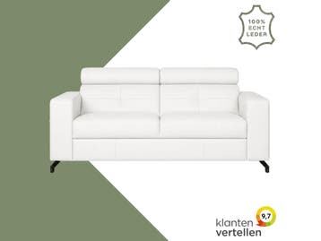 Leren bank Nova - 2.5 zits - Toledo Purewhite (wit) - poten, Huis en Inrichting, Bohemian, Modern, Scandinavisch, Nieuw, Ophalen of Verzenden