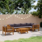 vidaXL 7-delige Loungeset met kussens massief acaciahout, Verzenden, Nieuw, Hardhout, Loungeset