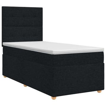 vidaXL Boxspringbed met matras met hoofdeinde Zwart 80 x 200, Verzenden, Nieuw, Zwart