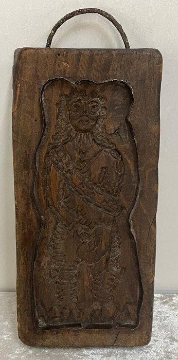 Edele Heer - Plank - Hout, Metaal - Unieke Antieke Koekplank