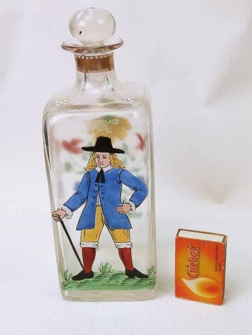 Fritz Heckert - Karaf - opblaasbaar - Karaf, glas, emaille, Antiek en Kunst
