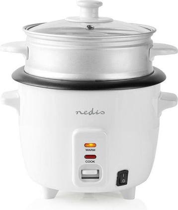 Nedis Rijstkoker - 0.6 l - 300 W - Aluminium stomer - Anti-a, Verzenden, Zo goed als nieuw
