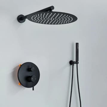 Inbouw Douche Set Mat Zwart met Regendouche en Handdouche, Verzenden, Nieuw