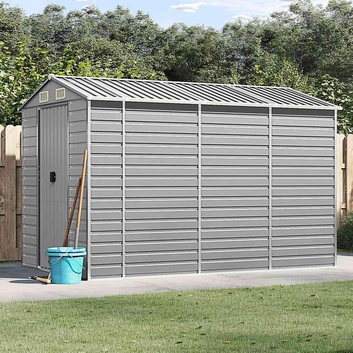 vidaXL Tuinhuis Lichtgrijs 191x300x198 cm Gegalvaniseerd, Tuin en Terras, Tuinhuizen, Nieuw, Verzenden