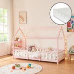 Kinderbed Sisimiut met matras 90x200 cm roze en wit, Verzenden, Nieuw