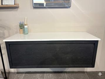 Stijlvol eiken hangend badmeubel / interieurmeubel 120 cm, Huis en Inrichting, Kasten | Wandmeubels, Met lade(s), Eikenhout, Nieuw