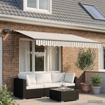 vidaXL Handmatig knikarmscherm met solar LED 3,5 x 2,5 m, Tuin en Terras, Verzenden, Nieuw