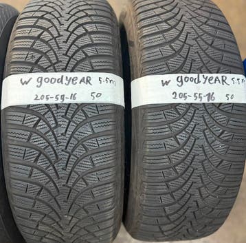 2x 205-55-16 Goodyear Winter 2x 5.5mm €50 Per Band 205 55 16, Auto-onderdelen, Banden en Velgen, Ophalen, Gebruikt, 16 inch, Band(en)