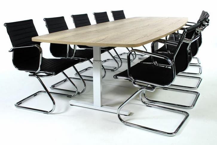 Vergadertafel 320  TUBE wit-eiken 320x120, Zakelijke goederen, Kantoor en Winkelinrichting | Kantoormeubilair en Inrichting, Ophalen of Verzenden