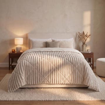 Lazy all-in-one dekbed ribstof - off white - 200 x 200 cm |, Verzenden, Nieuw