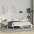 vidaXL Bedframe met hoofdeinde Wit 120 x 200 cm Massief, Huis en Inrichting, Verzenden, Nieuw, Wit, Hout