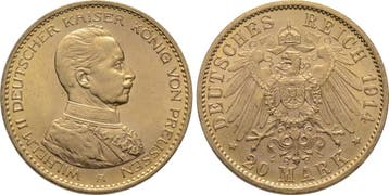 20 Mark 1914 A Pruisen Wilhelm Ii 1888-1918, Verzenden