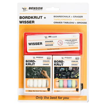 Benson Bordkrijtset - met wisser - kleurenmix - inclusief..., Ophalen of Verzenden, Nieuw