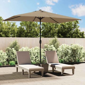vidaXL Parasol met metalen paal 300x200 cm taupe, Verzenden, Nieuw, 3 tot 4 meter