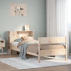 vidaXL Bed met boekenkast zonder matras massief grenenhout, Huis en Inrichting, Slaapkamer | Bedden, Eenpersoons, Bruin, Verzenden