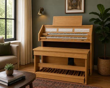 Content D4327, stijlvol digitaal orgel in blank eiken kast, Ophalen of Verzenden, Zo goed als nieuw, 2 klavieren, Orgel