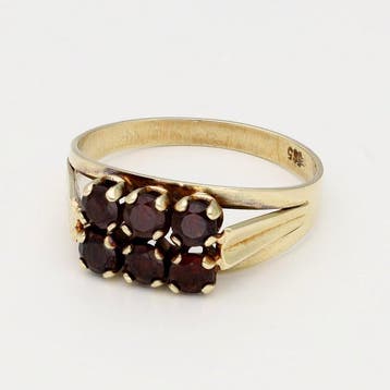 Ring - 14 karaat Geel goud Granaat, Sieraden, Tassen en Uiterlijk, Nieuw